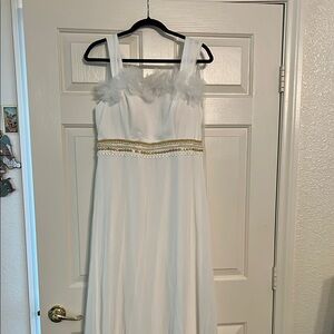 SHEIN White Maxi Dress with Gold Accents for sailor moon cosplay